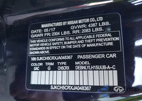 2018 Infiniti Qx30 Premium z USA, uszkodzony, nr VIN SJKCH5CRXJA048367